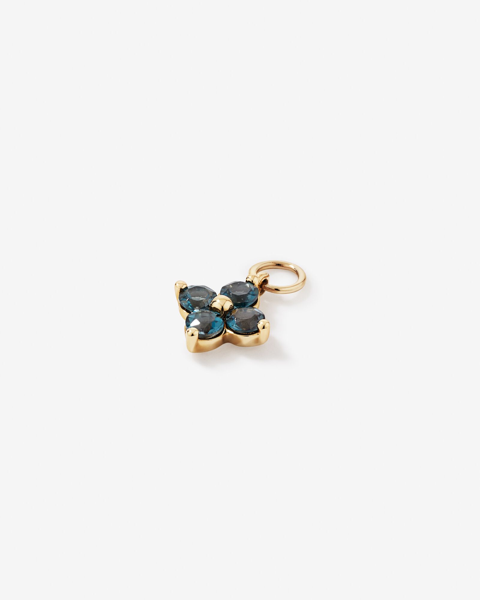 London Blue Topaz Floral Single Earring Charm in 10kt Yellow Gold