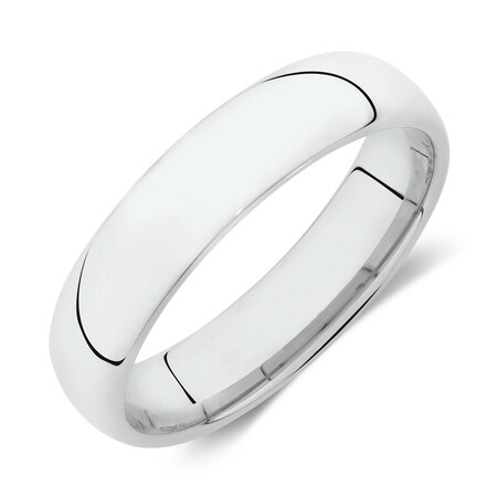 High Domed Wedding Band in 10kt White Gold