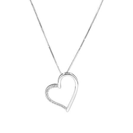 Open Heart Pendant With Cubic Zirconia In Sterling Silver