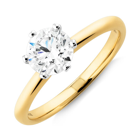 Michael Hill Solitaire Engagement Ring with a 1 Carat TW Diamond with the De Beers Code of Origin in 18kt Yellow & White Gold Michael Hill Solitaire Engagement Ring with a 1 Carat TW Diamond with the De Beers Code of Origin in 18kt Yellow & White Gold