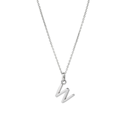"W" Initial Pendant in Sterling Silver