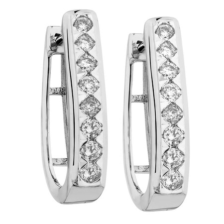 Huggie Earrings with 0.34 Carat TW of Diamonds ih 10kt White Gold Huggie Earrings with 0.34 Carat TW of Diamonds ih 10kt White Gold