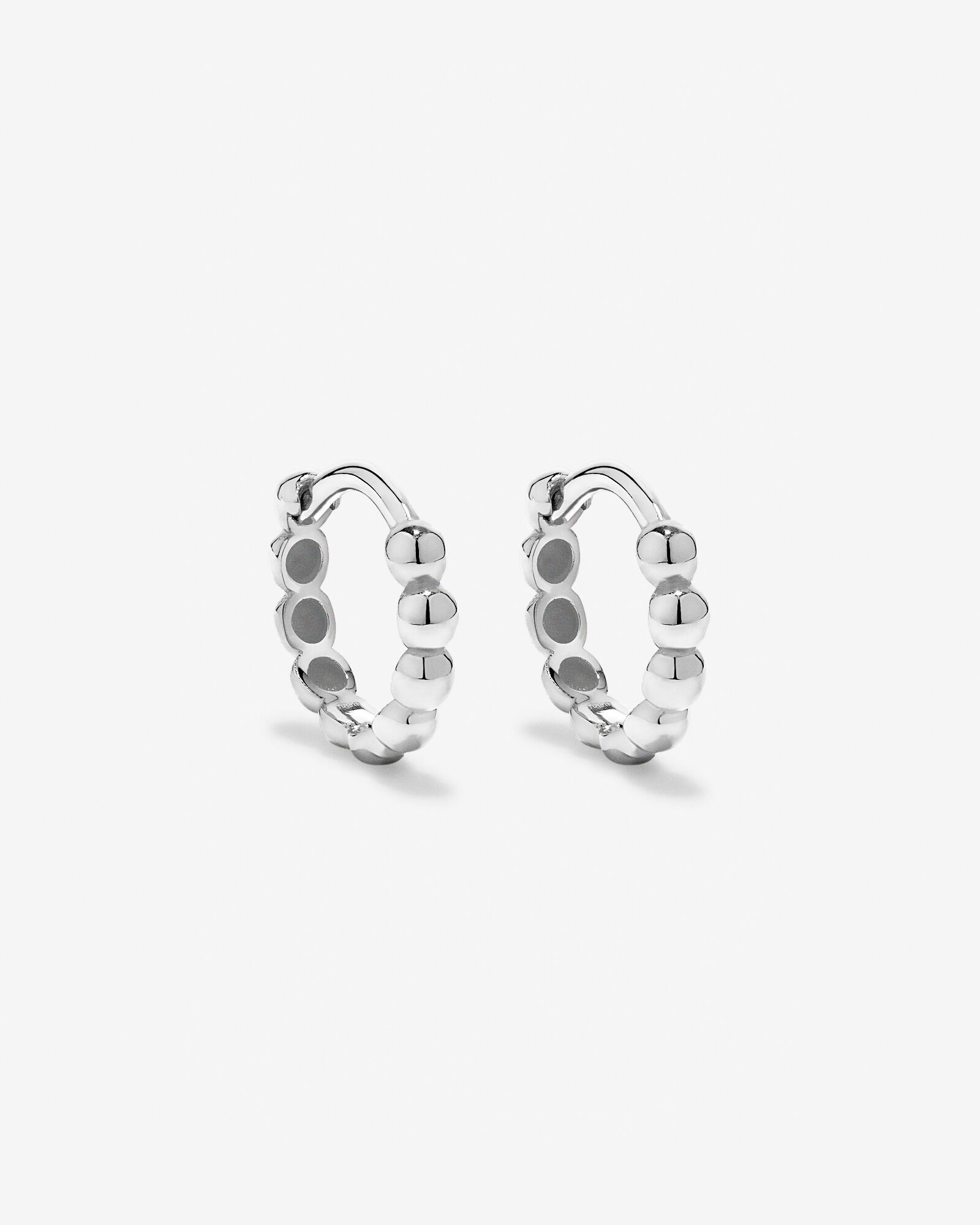 10.5mm Beaded Huggie Earrings in Sterling Silver
