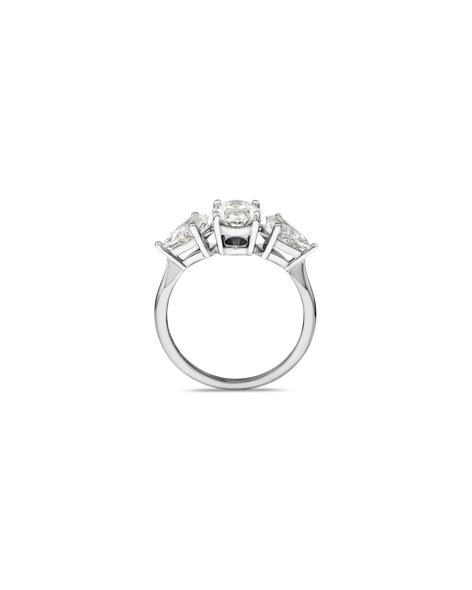 2.25 Carat TW Three Stone Oval and Kite Shaped Laboratory-Grown Diamond Engagement Ring in 14kt White Gold