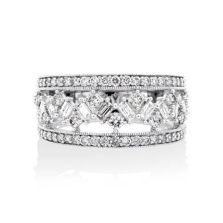Three Row Ring with 1 Carat TW of Diamonds in 10kt White Gold Three Row Ring with 1 Carat TW of Diamonds in 10kt White Gold