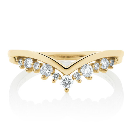 Chevron Ring with 1/4 Carat TW of Diamonds in 10kt Yellow Gold Chevron Ring with 1/4 Carat TW of Diamonds in 10kt Yellow Gold