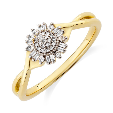 Evermore Promise Ring with 0.10TW of Diamonds in 10kt Yellow Gold/Rhodium
