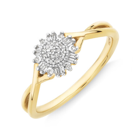 Evermore Promise Ring with 0.10TW of Diamonds in 10kt Yellow Gold/Rhodium Evermore Promise Ring with 0.10TW of Diamonds in 10kt Yellow Gold/Rhodium