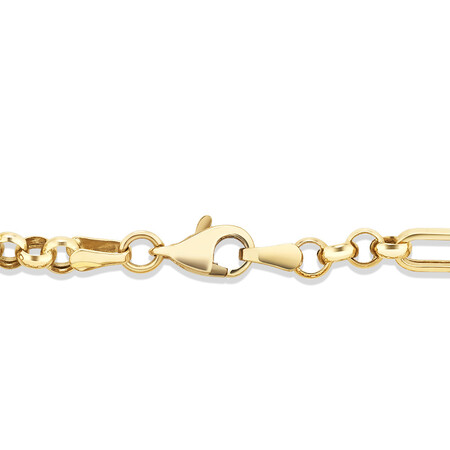 19cm (7.5") 4.5mm-5mm Width Figaro Fob Bracelet in 10kt Yellow Gold 19cm (7.5") 4.5mm-5mm Width Figaro Fob Bracelet in 10kt Yellow Gold