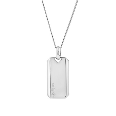 Dog Tag Pendant with Diamonds in Sterling Silver Dog Tag Pendant with Diamonds in Sterling Silver