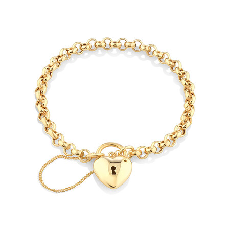 19cm Heart Padlock Belcher Bracelet in 10kt Yellow Gold 19cm Heart Padlock Belcher Bracelet in 10kt Yellow Gold