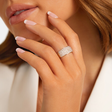 Pave Ring with 1.50 Carat TW Diamond in 10kt Yellow Gold Pave Ring with 1.50 Carat TW Diamond in 10kt Yellow Gold