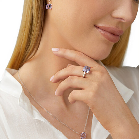 Ring with Rose Amethyst in Sterling Silver & 10kt Rose Gold Ring with Rose Amethyst in Sterling Silver & 10kt Rose Gold
