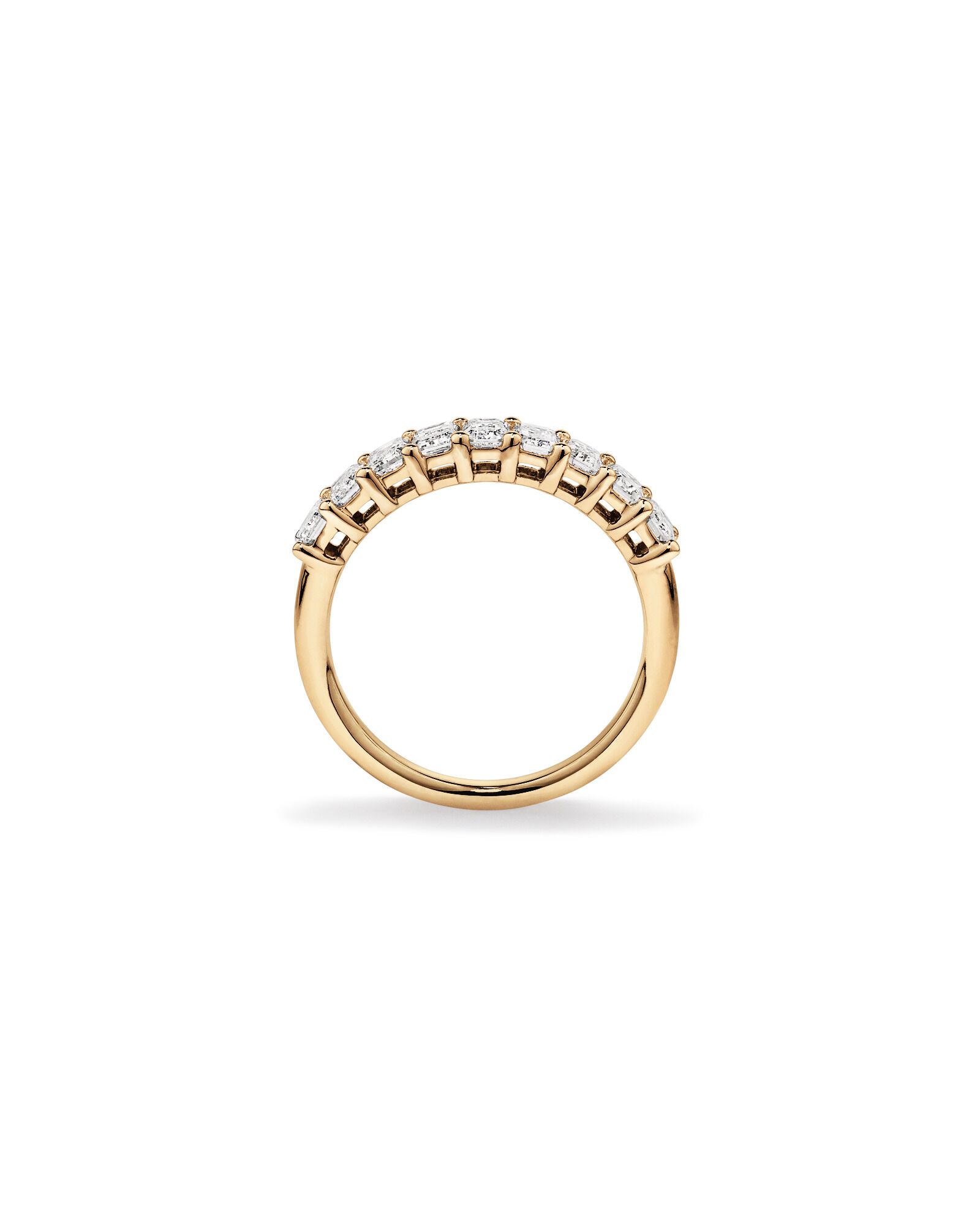 Alliance de mariage en diamant cultivé en laboratoire TW taille émeraude de 1,17 carat en or jaune 14 carats