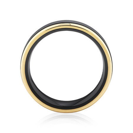 7mm Ring in 10kt Yellow Gold & Black Titanium 7mm Ring in 10kt Yellow Gold & Black Titanium