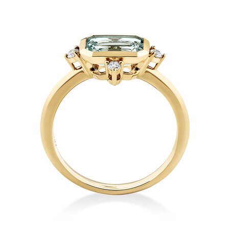 Aquamarine Bezel Ring with Diamonds in 10kt Yellow Gold Aquamarine Bezel Ring with Diamonds in 10kt Yellow Gold