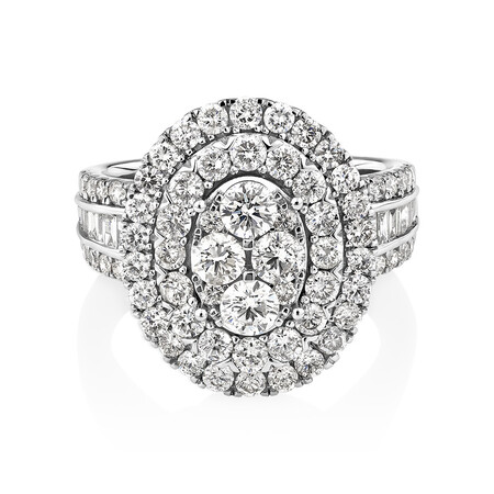 Oval Cluster Ring with 2.50 Carat TW of Diamonds in 14kt White Gold Oval Cluster Ring with 2.50 Carat TW of Diamonds in 14kt White Gold