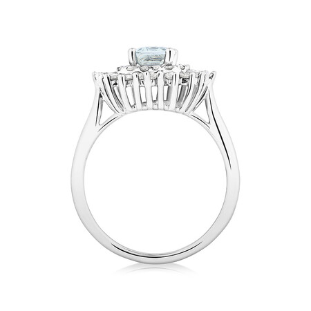 Aquamarine Ring with .75 Carat of Diamonds in 10kt White Gold Aquamarine Ring with .75 Carat of Diamonds in 10kt White Gold