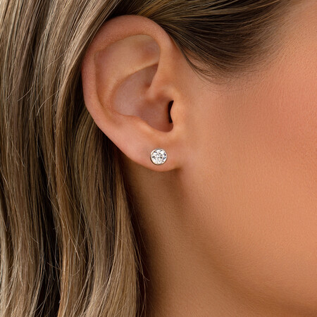 Stud Earrings with Cubic Zirconia in Sterling Silver Stud Earrings with Cubic Zirconia in Sterling Silver