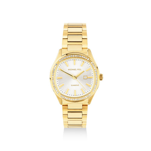 Ladies 0.40 Carat TW Diamond Quartz Watch in Yellow Gold Tone Stainless Steel