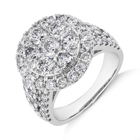 Halo Ring with 4 Carat Of Diamonds in 10kt White Gold Halo Ring with 4 Carat Of Diamonds in 10kt White Gold