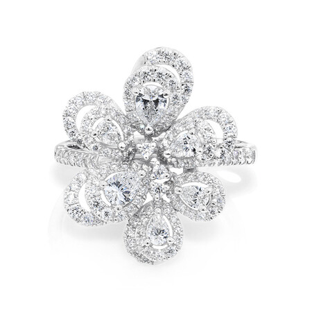 Flower Ring with 1 Carat TW of Diamonds in 10kt White Gold Flower Ring with 1 Carat TW of Diamonds in 10kt White Gold
