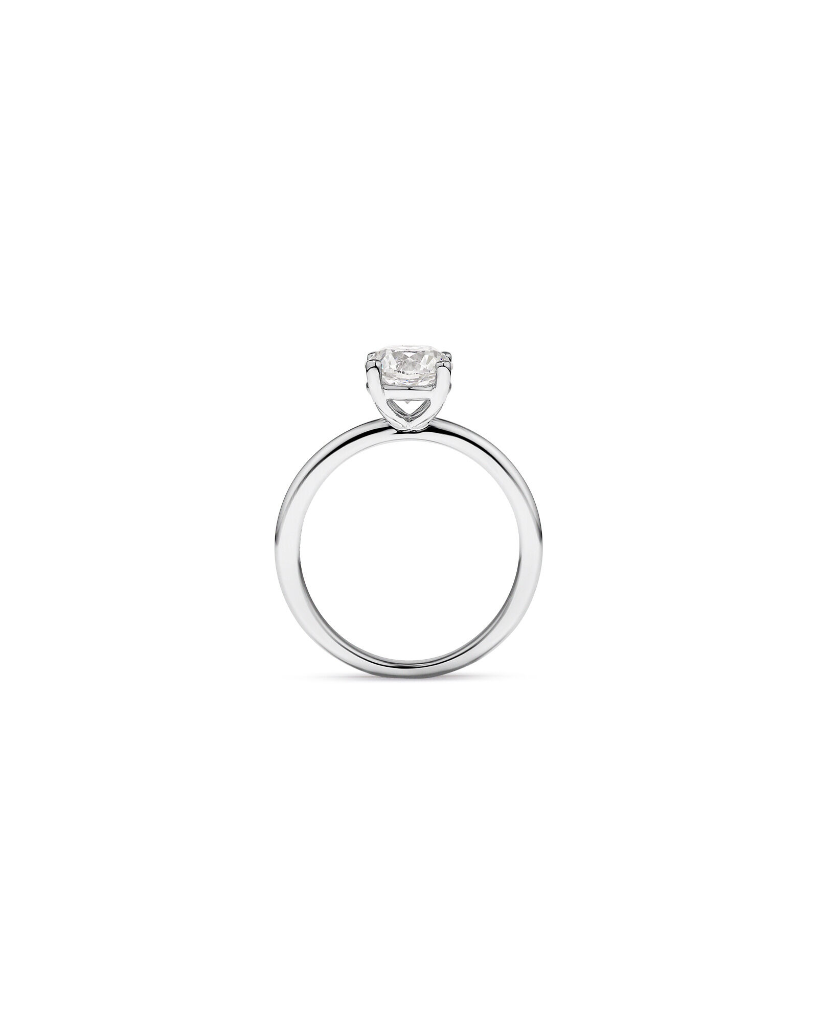Bague Solitaire avec Diamant Rond Brillant de 1,00 Carat TW en Or Blanc 18 kt
