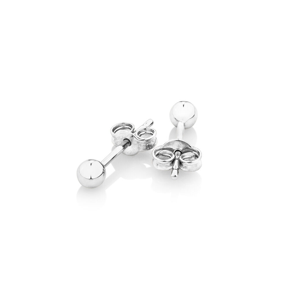 3mm Ball Stud Earrings 10kt White Gold