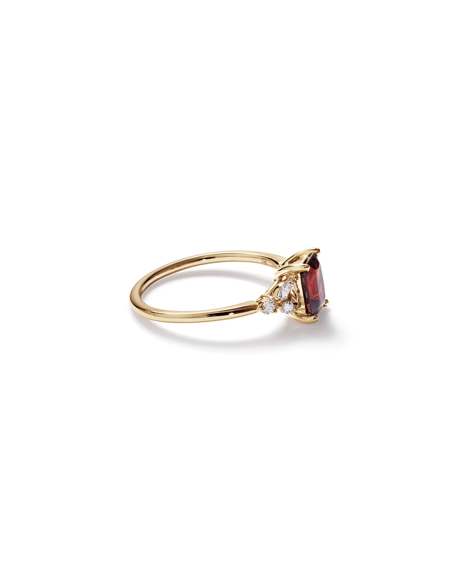 Radiant Cut Garnet and 0.16 Carat TW of Diamonds Scatter Ring in 10kt Yellow Gold