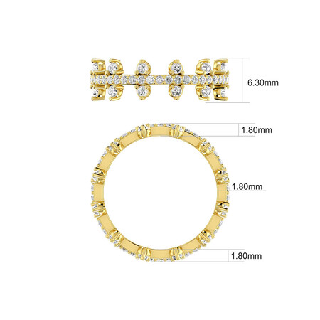 Two Row Zipper Ring with 1 Carat TW of Diamonds in 10kt Yellow Gold Two Row Zipper Ring with 1 Carat TW of Diamonds in 10kt Yellow Gold