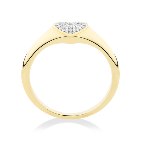 Heart Pave Ring with Diamonds in 10kt Yellow Gold Heart Pave Ring with Diamonds in 10kt Yellow Gold