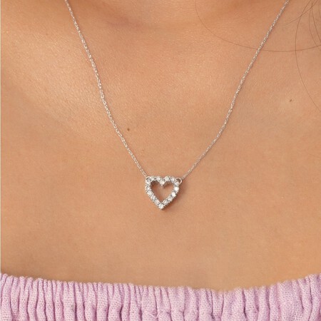 Heart Pendant with 0.25 Carat TW Diamonds in 10kt White Gold Heart Pendant with 0.25 Carat TW Diamonds in 10kt White Gold