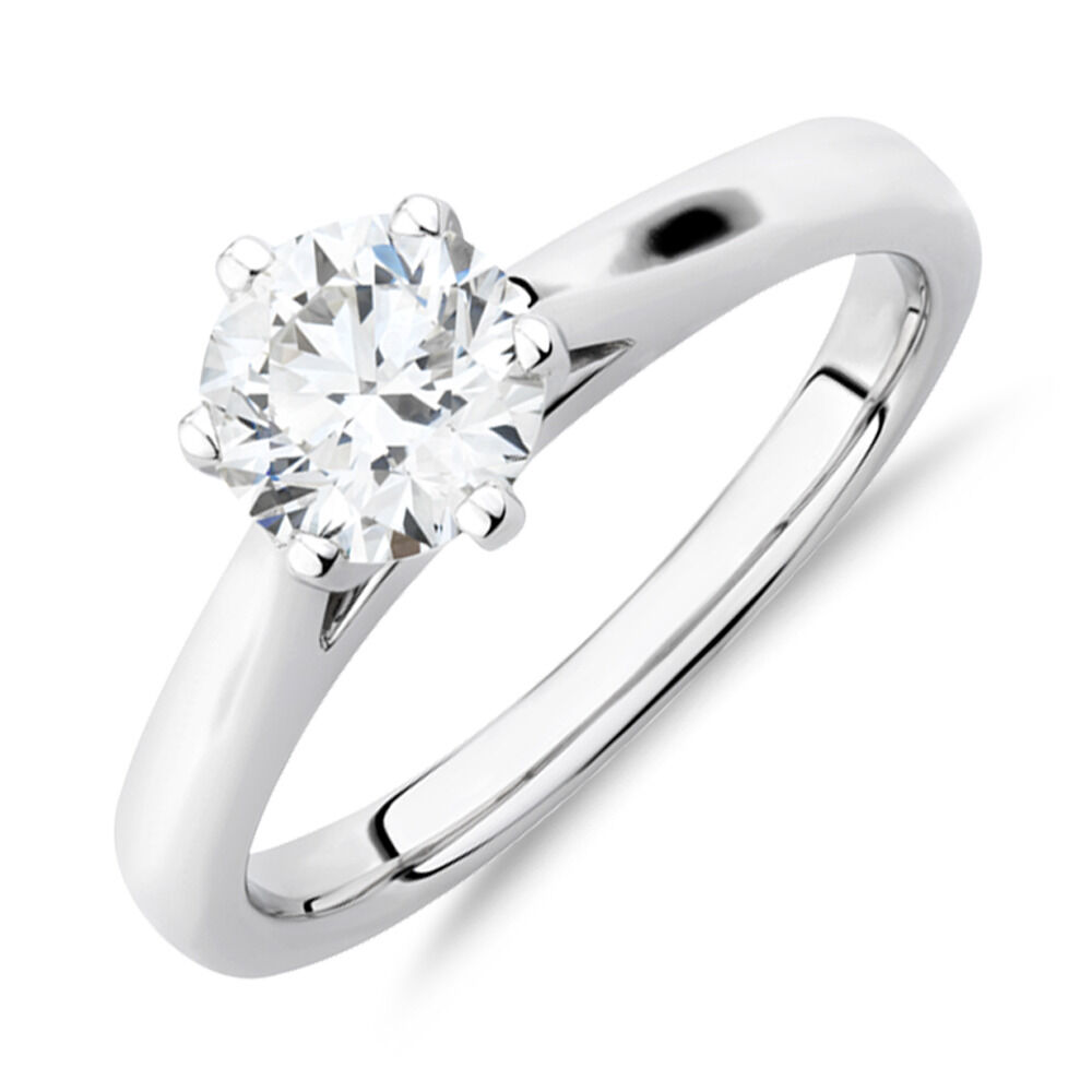 1 Carat Diamond Solitaire Ring in 10kt White Gold