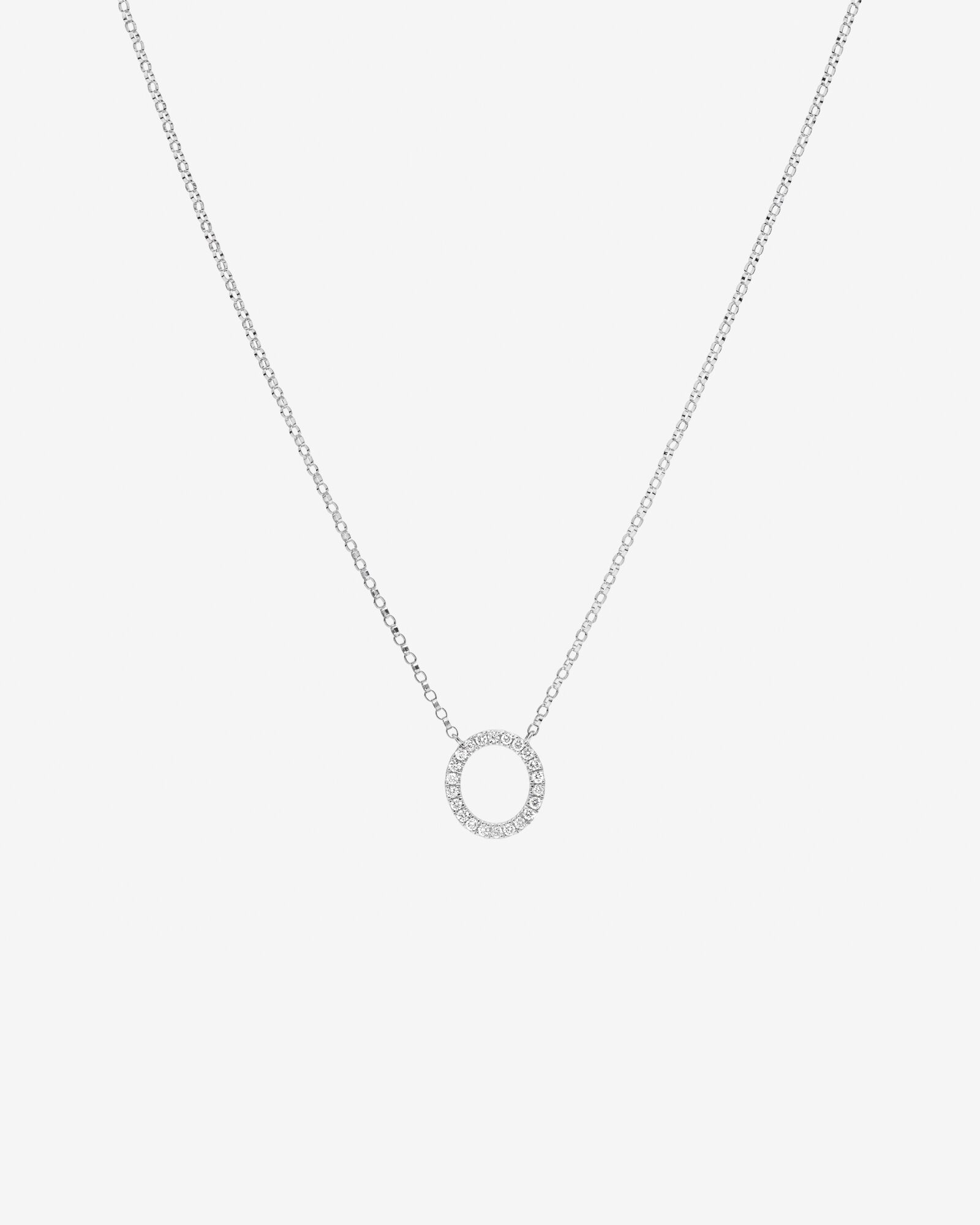 O Initial Necklace with 0.10 Carat TW of Diamonds in 10kt White Gold