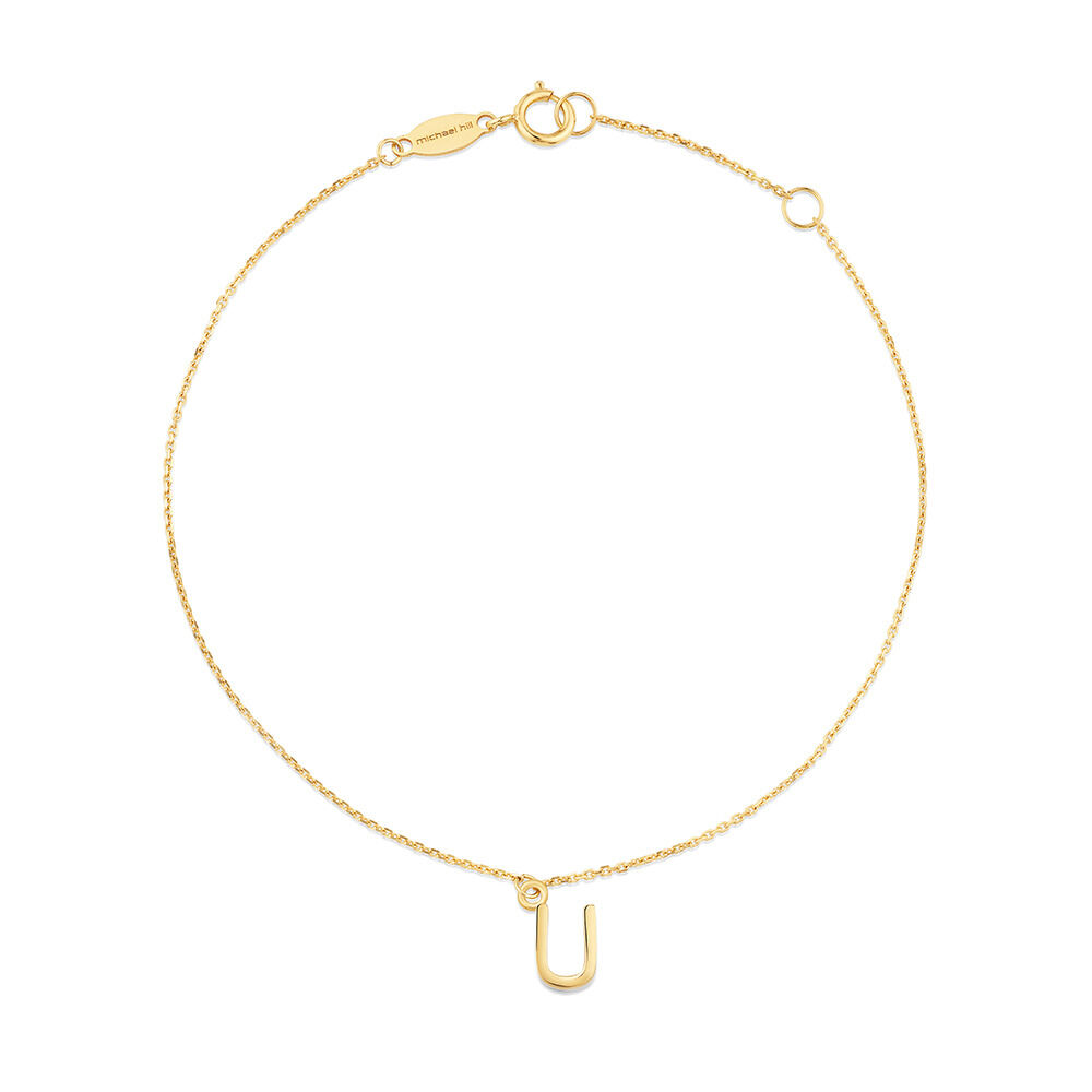 19cm (7.5") U Initial Bracelet in 10kt Yellow Gold