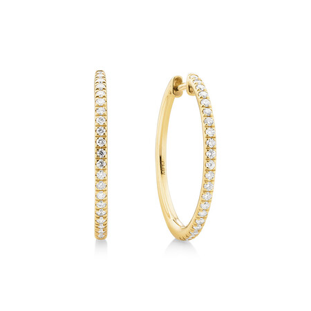 Pave Hoops with 0.35 Carat TW of Diamonds in 10kt Yellow Gold Pave Hoops with 0.35 Carat TW of Diamonds in 10kt Yellow Gold