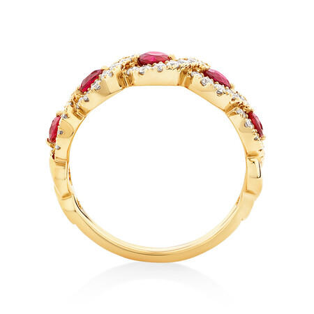 Bubble Ring with Natural Ruby & 0.46 Carat TW of Diamonds In 14kt Yellow Gold Bubble Ring with Natural Ruby & 0.46 Carat TW of Diamonds In 14kt Yellow Gold