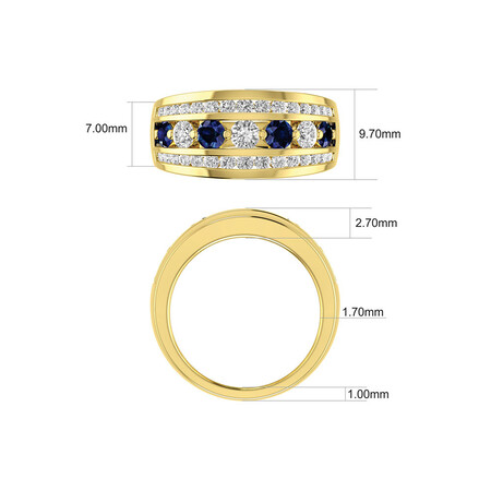 Ring with Natural Sapphire & 1 Carat TW of Diamonds in 14kt Yellow Gold Ring with Natural Sapphire & 1 Carat TW of Diamonds in 14kt Yellow Gold