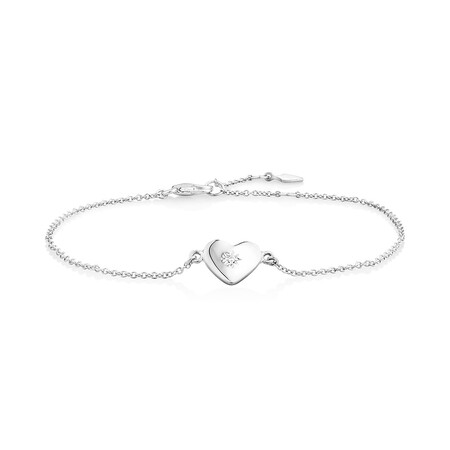 Heart Bracelet with Cubic Zirconia In Sterling Silver Heart Bracelet with Cubic Zirconia In Sterling Silver