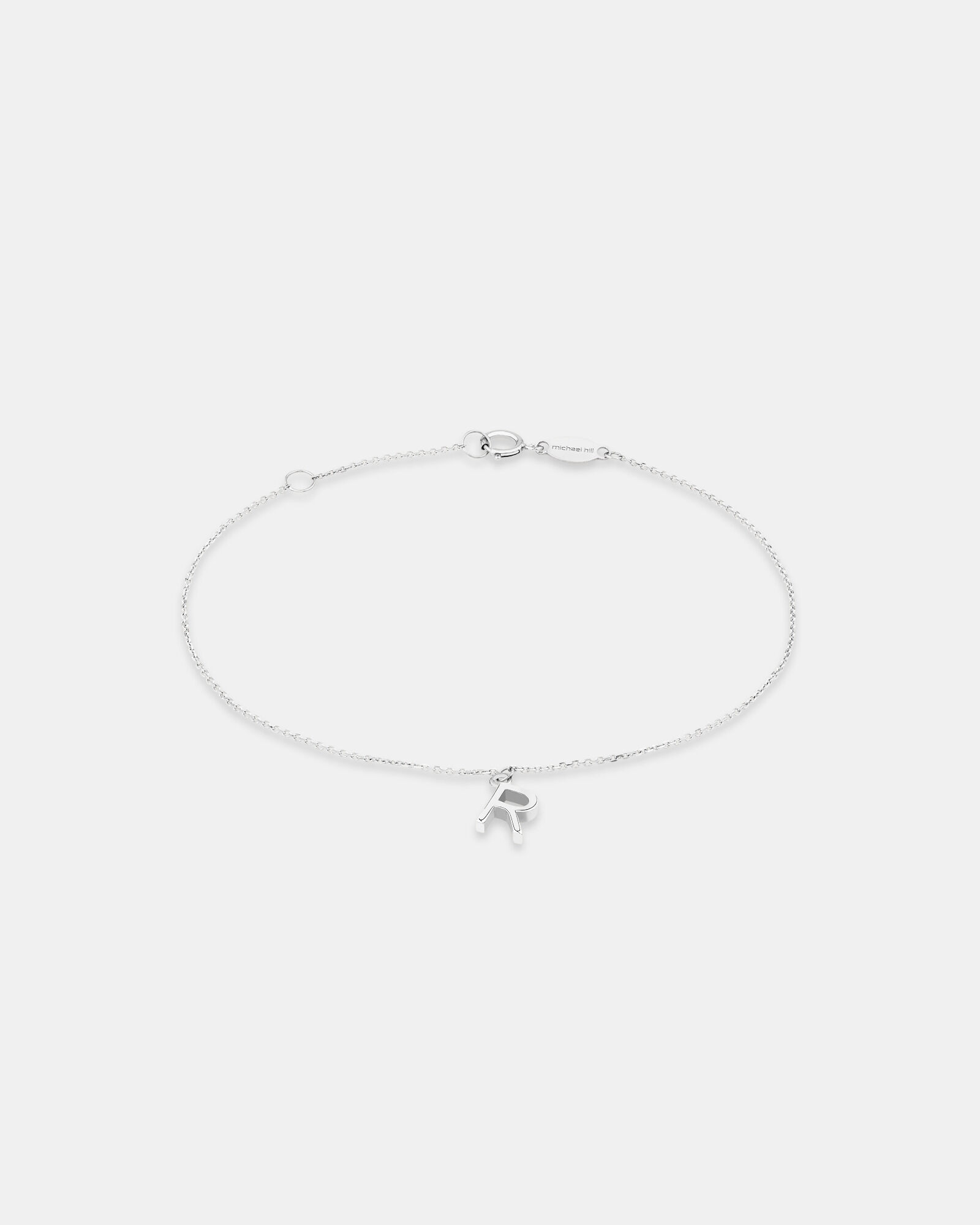 19cm (7.5") R Initial Bracelet in Sterling Silver