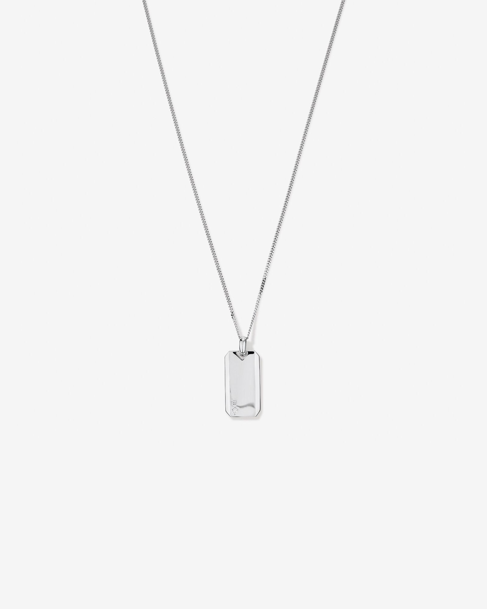 Dog Tag with Diamonds in Sterling Silver