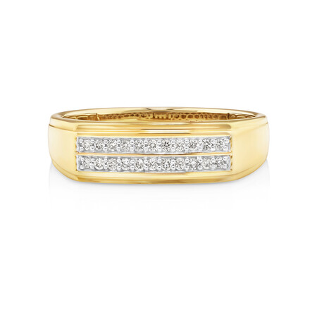 Men's Ring with 0.15 Carat TW of Diamonds In 10kt Yellow Gold Men's Ring with 0.15 Carat TW of Diamonds In 10kt Yellow Gold