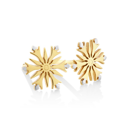 Snowflake Stud Earrings in 10kt Yellow Gold