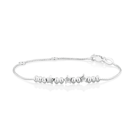 17cm Kids Star & Disc Bracelet In Sterling Silver 17cm Kids Star & Disc Bracelet In Sterling Silver
