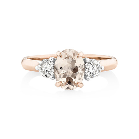 Ring with Morganite & 0.40 Carat TW of Diamonds in 10kt Rose Gold Ring with Morganite & 0.40 Carat TW of Diamonds in 10kt Rose Gold