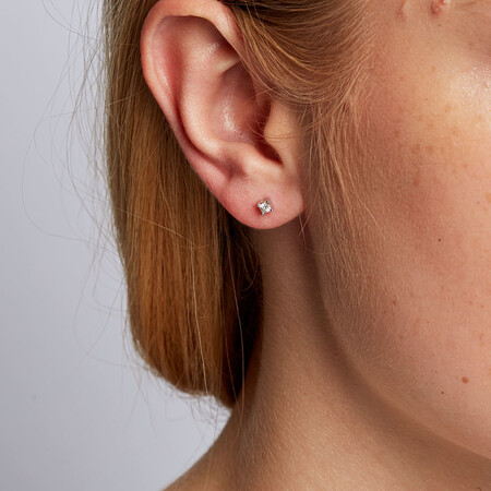 Stud Earrings with Diamonds in Sterling Silver Stud Earrings with Diamonds in Sterling Silver