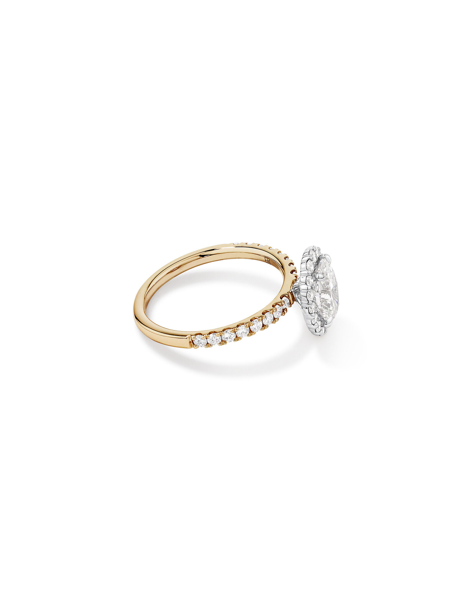 Bague de fiançailles ovale TW de 1,78 carat en or jaune et blanc 14 carats