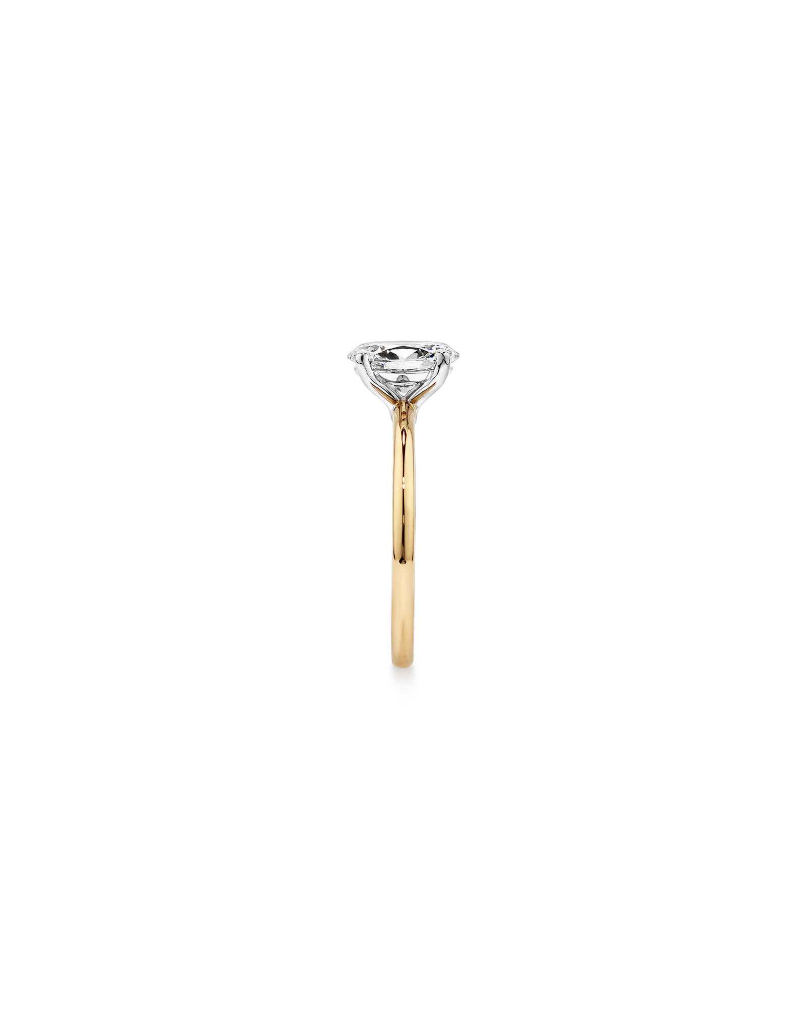Bague De Fiançailles Solitaire En Diamant De Laboratoire Ovale De 1,25 Carat Poids Total En Or Jaune Et Blanc 14 Carats
