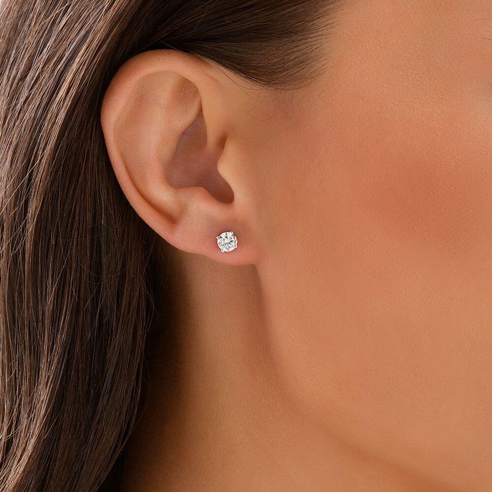 Classic Stud Earrings with 0.96 Carat TW of Diamonds in 14kt White Gold