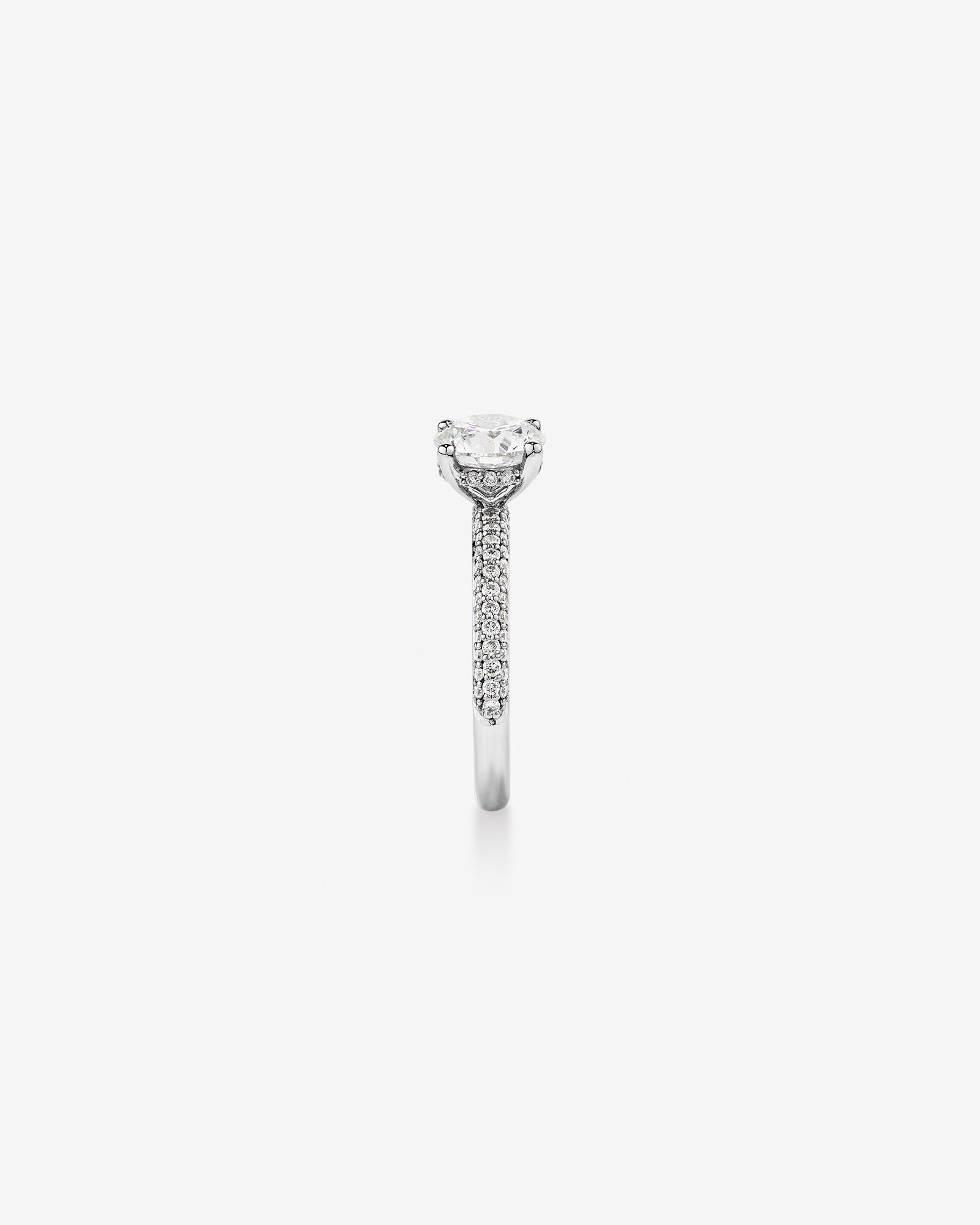 1.95 Carat TW Round Brilliant Laboratory-Grown Diamond Solitaire Side Accent Engagement Ring in 14kt Gold